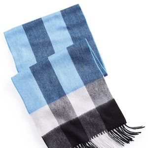 Club Room Mens Cashmere Plaid Scarf Navy ONE SIZE B4HP